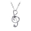 Music Note Sterling Silver Cubic Zirconia Pendant Necklace