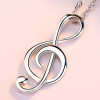 Music Note Sterling Silver Cubic Zirconia Pendant Necklace