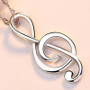 Music Note Sterling Silver Cubic Zirconia Pendant Necklace