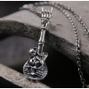 Pendentif argent homme guitard crane tete de mort