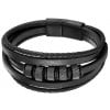 Men's Black Braided Leather Stainless Steel Clasp Bracelet
