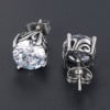 Men's Stainless Steel Stud Earrings Cubic ZIrconia Inlay