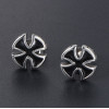 Men's black Maltese cross steel earrings