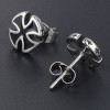 Men's black Maltese cross steel earrings
