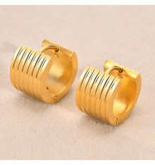 Hoop earrings with gold plate lines - pair