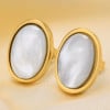 Gold plated oval abalone stud earrings - pair