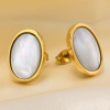 Gold plated oval abalone stud earrings - pair