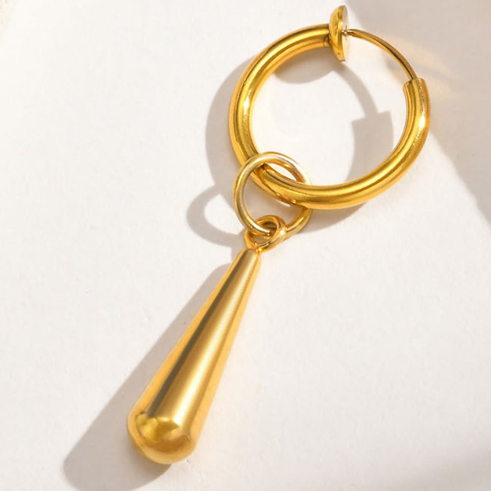 Steel water drop hoop earrings for men and women