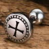 Boucles d'oreilles homme clous croix noire acier