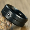 Personalized steel brush groove zirconium ring for men and women