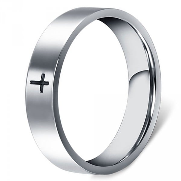 Men's Cross Stainless Steel Cubic Zirconia Inlay Ring