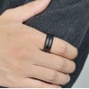 Men's Center Grooved Tungsten Carbide IP Black Brush Finished Ring