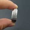 Men's anti-stress rotating braid silver ring