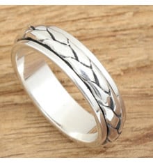 Silver ring braid rotating Anti-stress ring
