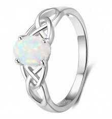 925 silver ring Celtic rhodium opal oval