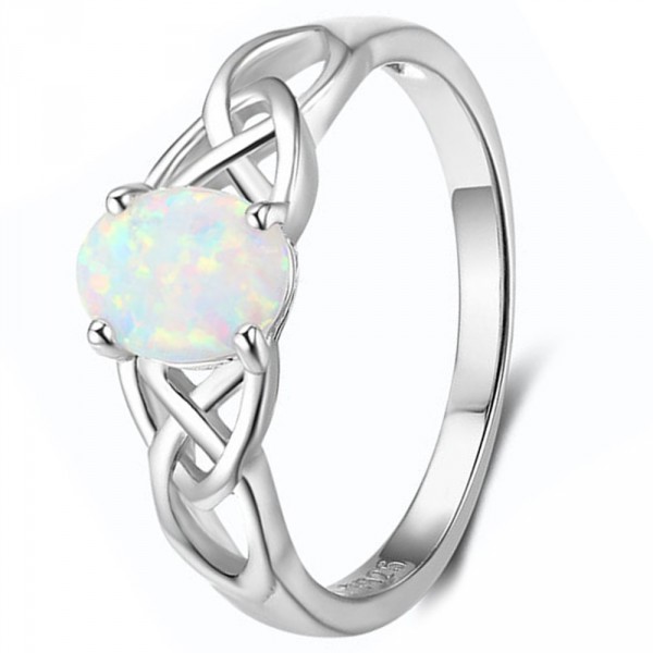 Sterling Silver Opal Stone Inlay Celtic Ring