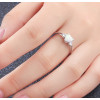 Rhodium silver opal zirconium heart ring