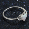 Rhodium silver opal zirconium heart ring
