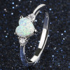 Anillo corazón plata rodiada ópalo circonitas