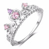 Rhodinierter Silberring mit rosa Zirkoniumkrone