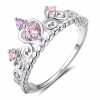 Rhodium Plated Sterling Silver Crown Zirconia Inlay Ring