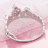 Rhodinierter Silberring mit rosa Zirkoniumkrone