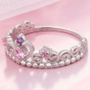 Rhodinierter Silberring mit rosa Zirkoniumkrone