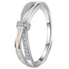 Silver rhodium opal zirconium infinity ring ring