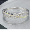 Rhodium Plated Sterling Silver Opal Zirconia Inlay infinity Ring