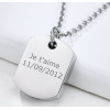 Men's Polished Stainless Steel cat footprint Custom Engraving Necklace Pendant
