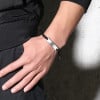 Bracelet homme femme nylon tresse noir acier dore a graver personnaliser