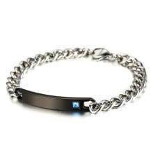 Customizable couple bracelet zirconium steel chain curb