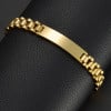 Men's Golden Stainless Steel Polished Chain Custom Engraving ID Bracelet