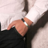 Men's Black Stainless Steel Leather ID Bracelet