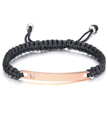 Personalized couple bracelet nylon braid zirconium steel plate