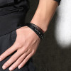 Bracelet personnalise homme cuir gourmette multi cordons