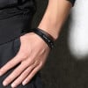 Men's Braided Leather Multi-cord Stainless Steel ID Bracelet