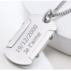 Men's Polished Stainless Steel Dog Tag ID Necklace Pendant