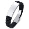 Men's Black Rubber Stainless Steel Custom ID Bracelet