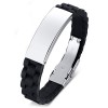 Personalized men's black rubber bracelet with 2 lines engraving