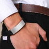 Personalized men's black rubber bracelet with 2 lines engraving