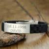 Bracelet personnalise homme caoutchouc noir gravure 2 lignes