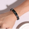 Men's Stainless Steel Black Leather ID Custom Bracelet