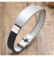 Personalized men's rubber bracelet with steel curb