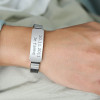 Personalized men's rubber bracelet with steel curb