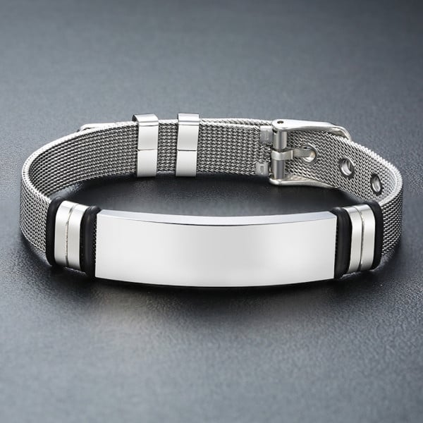 Men's Black Stainless Steel Ajustable Custom ID Bracelet