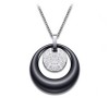 Women's High Polished Black Ceramic Drop Pendant Necklace