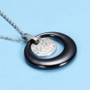 Women's High Polished Black Ceramic Drop Pendant Necklace