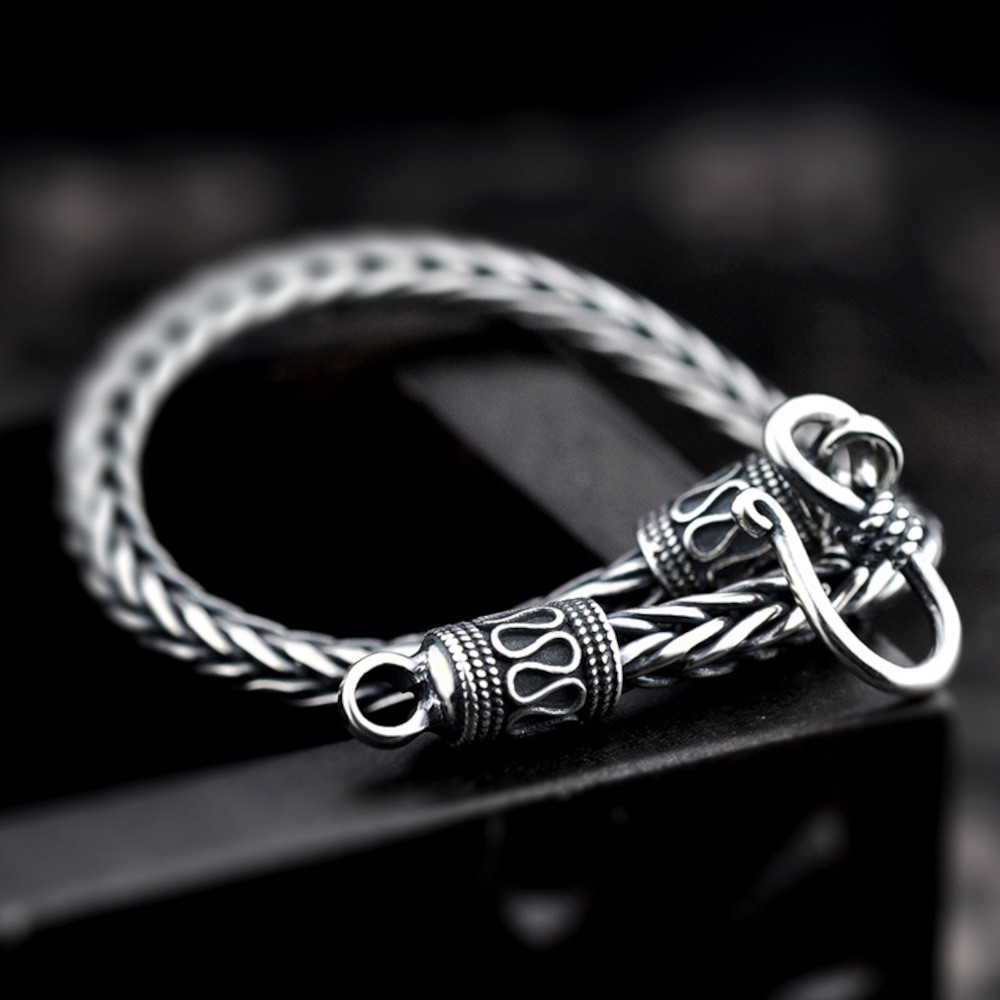 Bracelet Argent 925 Motif balinais : Cadeau Symbolique pour Homme