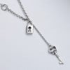 Silver padlock key necklace pendant